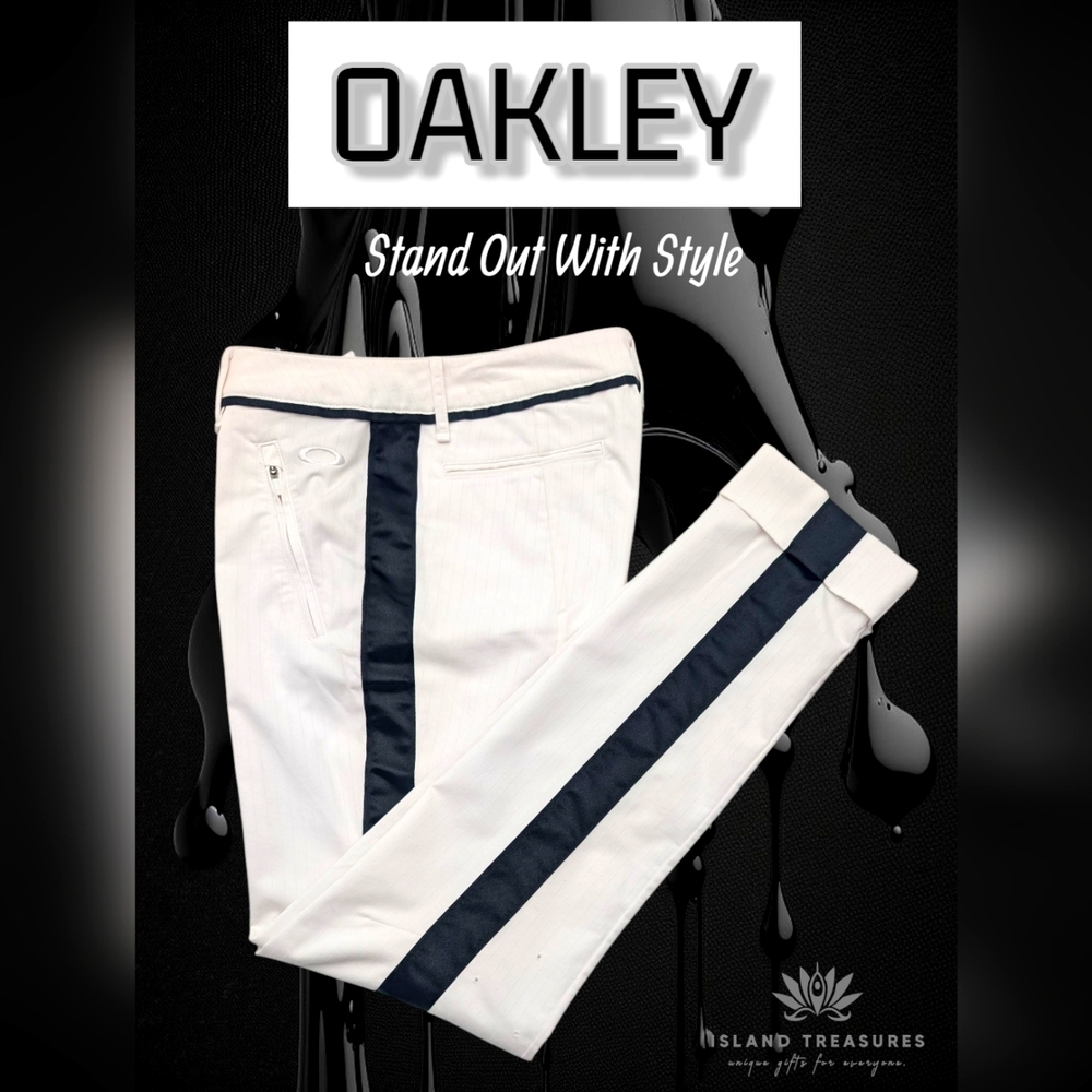 Oakley Bowtie Pants White Pinstripe With Black Side Stripe Women's Size 8